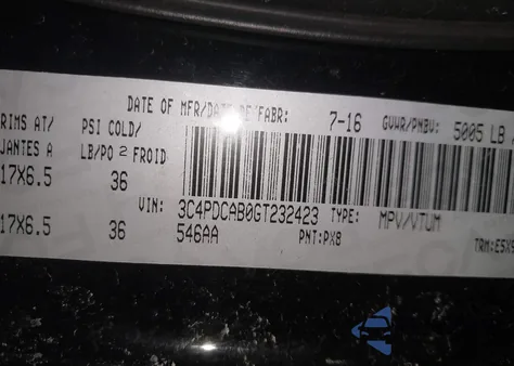 2016 Dodge Journey Cvp/Se Plus из США, поврежденный, VIN 3C4PDCAB0GT232423